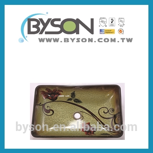 BYSON	BB101	UPC cUPC WaterSense AB1953 NSF 372	Tempered Glass Rectangular Round Leaf Countertop	Bathroom Basin