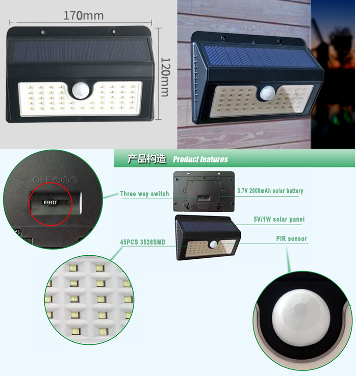 Online shopping 90% discount led solar wall light waterproof