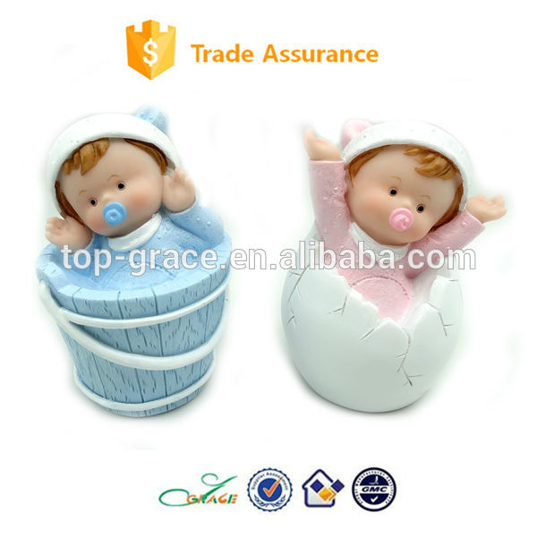 Sleeping child cute naked kids favor baby baptism in resin