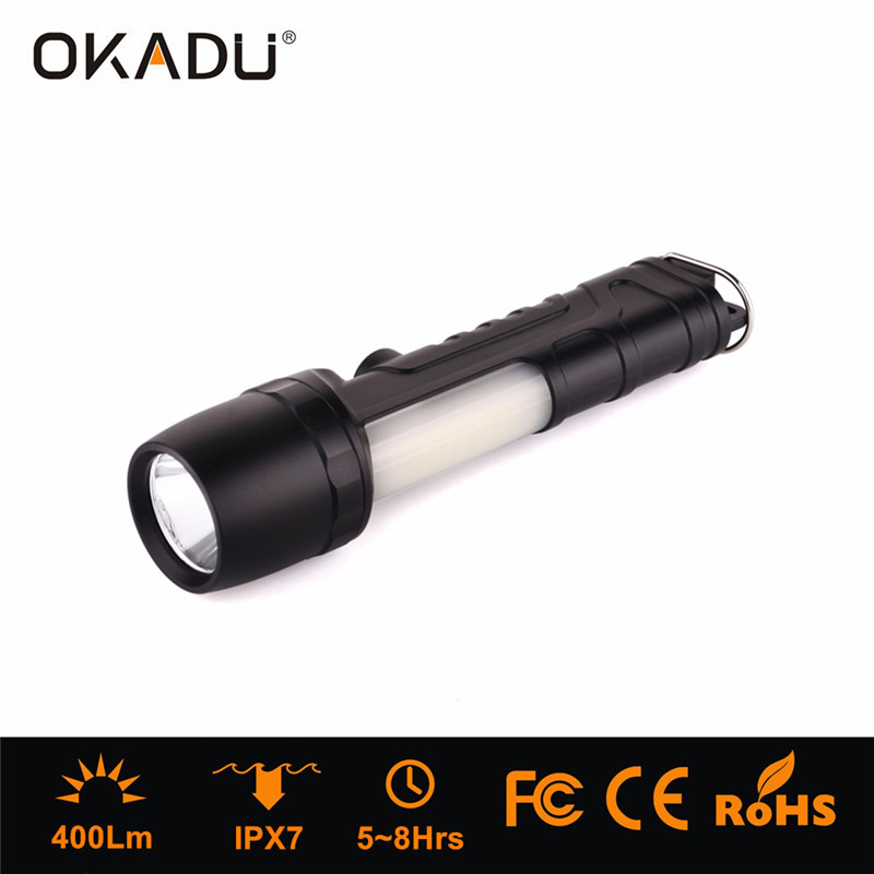 Aluminium alloy multipurpose 2 Light Sourse white yellow light super fire portable beacon magnet mini flat led cob flashlight