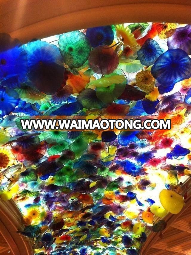 Hand blown Glass Plates LED Light for Ceiling crafts