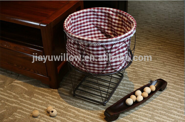 handmade wire storage basket with cover wire laundry basket with fabric liner wholesale