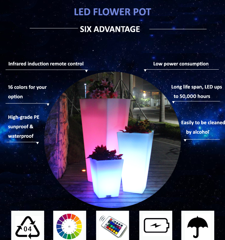 Bright Color Outdoor Led Flower Pot