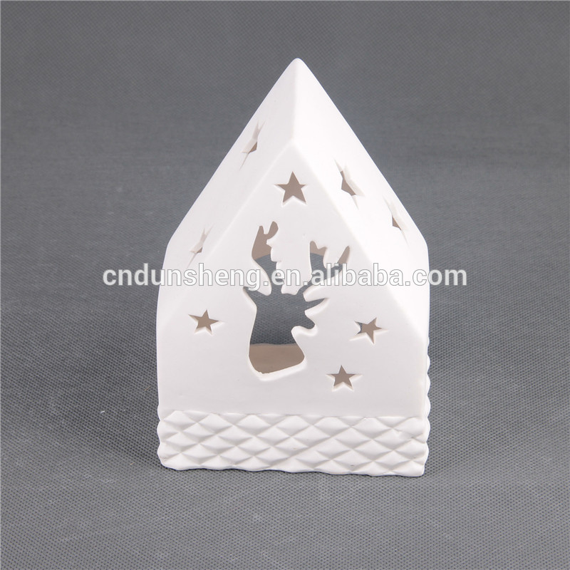 Xmas Gift Ceramic House Ceramic Small Tea Lights Candlestick Furnishings Home Decor Candle Holders