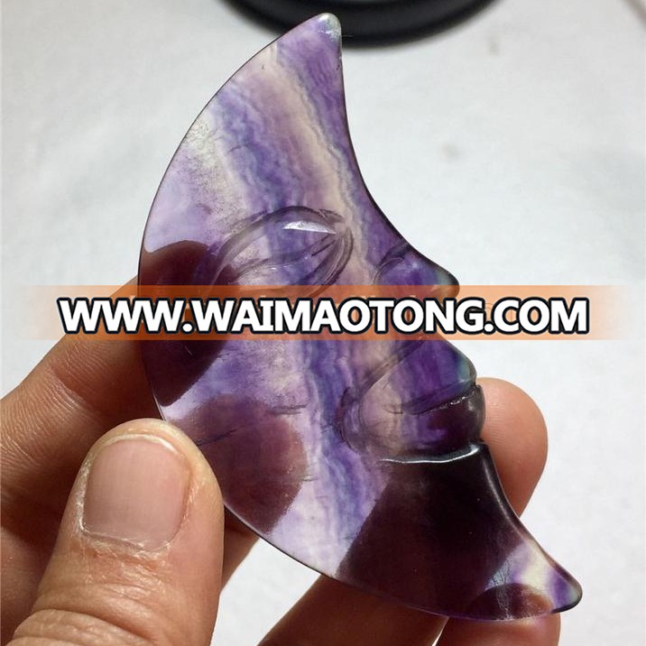 Handmade high quality fluorite moon face crystal moons for sale