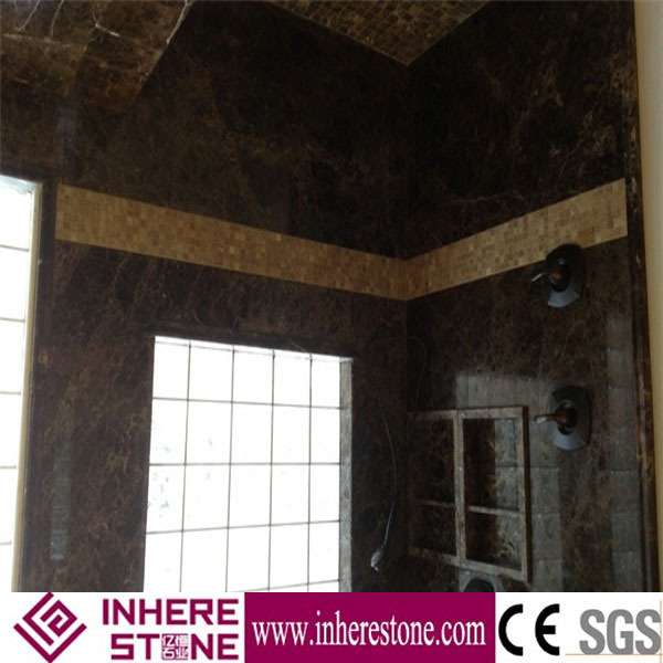 Brown Marble Dark Emperador Design in Bathroom