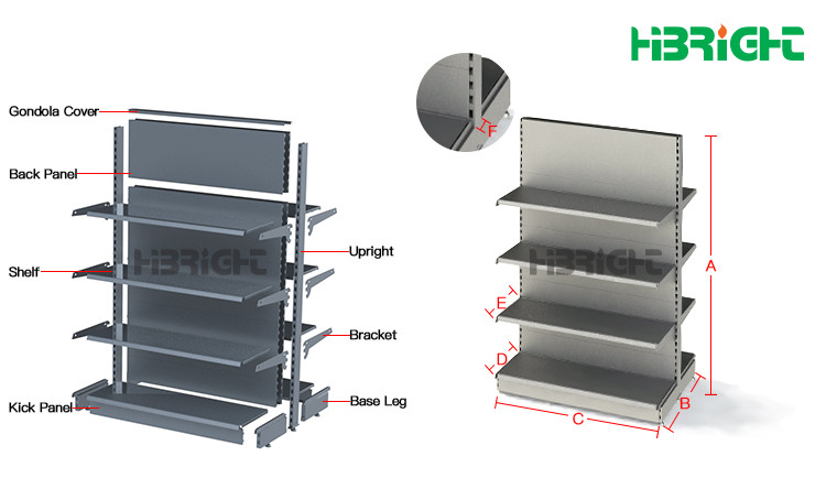 retail shelving system gondola stand shelf supermarket rack