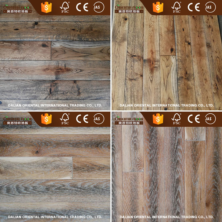 Handscraped and antique color solid oak restaurant flooring