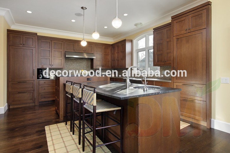 Flat Surface Coffee Solid Wood Kitchen Cabinet