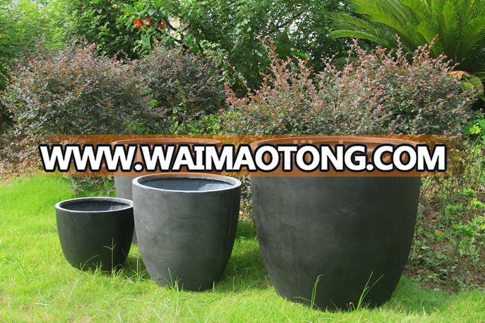 2015 hot sell small round decorative fiberglass clay flower pots wholesale