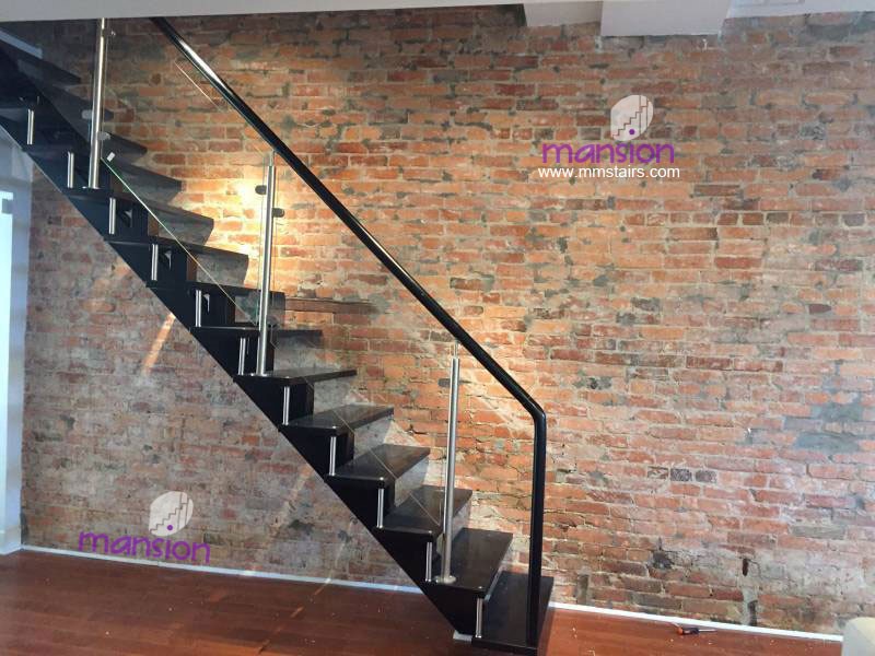 Residential Steel Stairs with Glass Railing