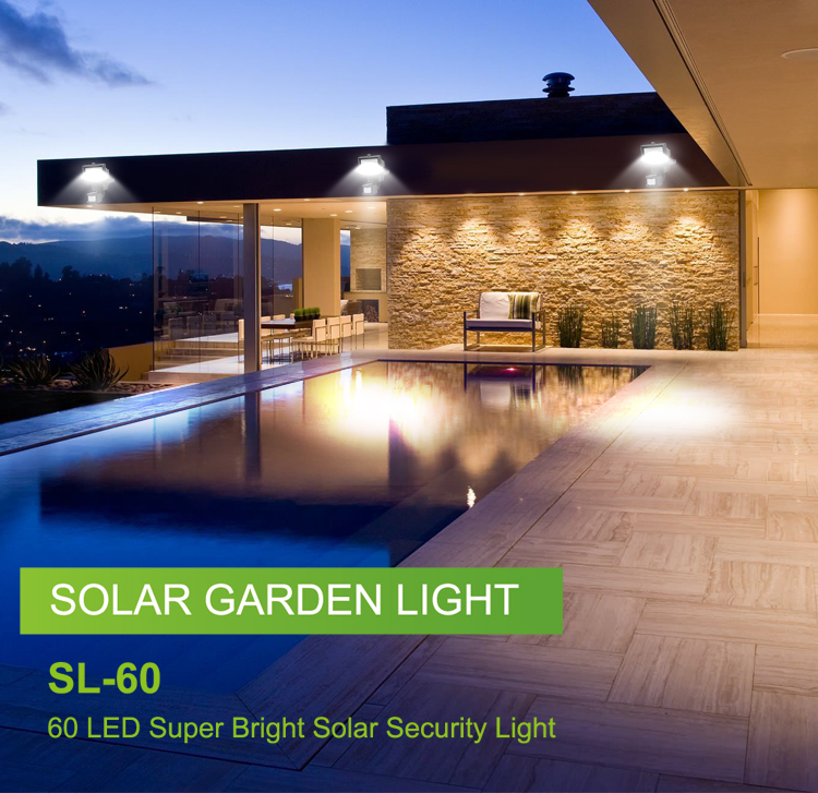 Double working modes of normally bright and automatic motion sensor solar garden lamp, 3.6W 60LED white light and warm light