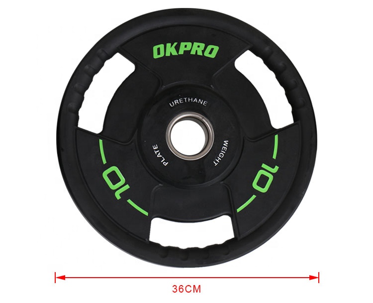 OKPRO Three Grip Handle PU Urethane Weightlifting Weight Plate