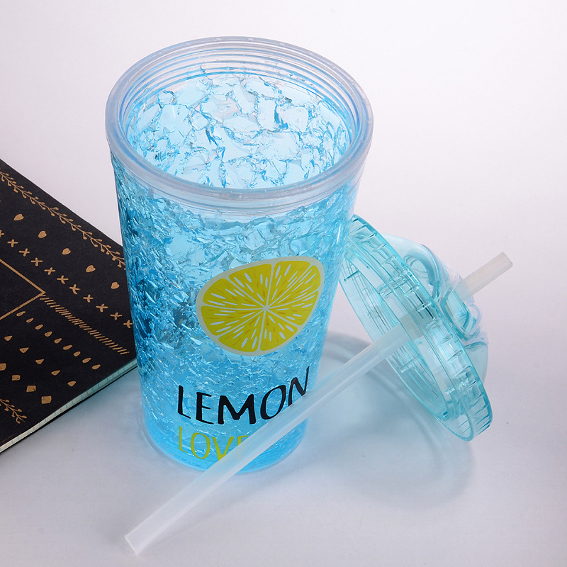 Broken Crushed ice cup Crystal Straw Bottle Plastic Drinking Cup Summer Cheap promotional gifts