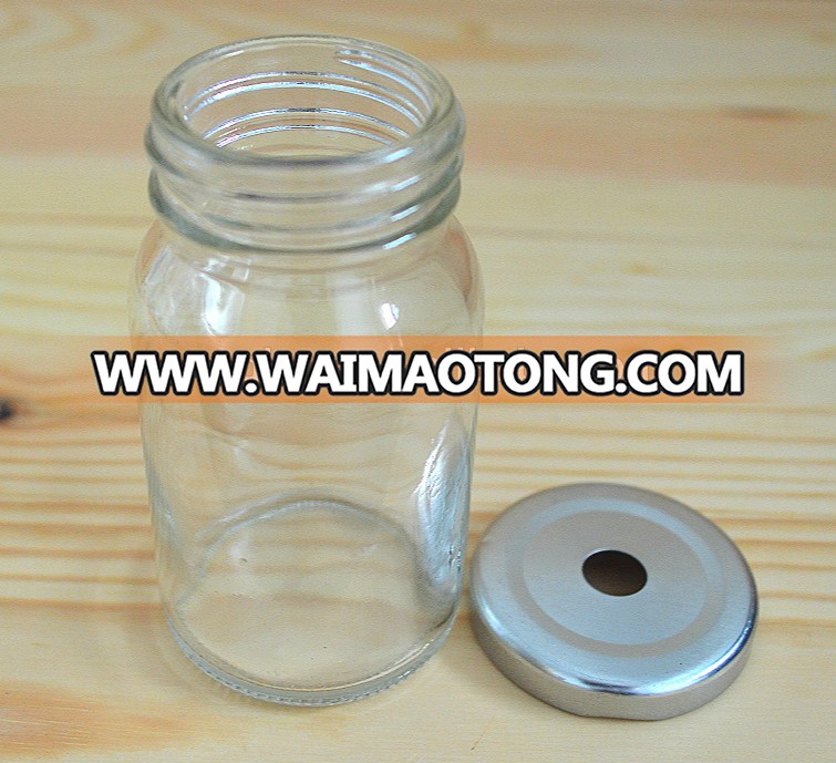 clear glass mason jar beverage bottle drink bottle straw included