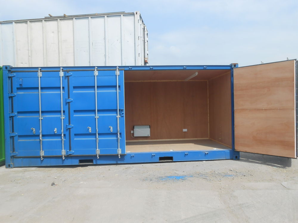 shutter door and locking the door shipping container for storage