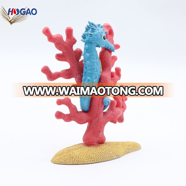 Factory manufacturer cheap resin seahorse with coral