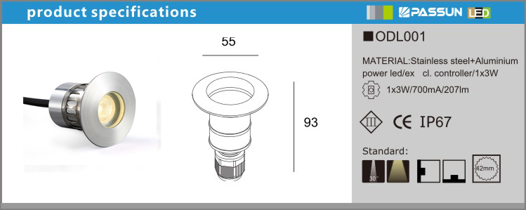 Interior led underground lamps& outdoor small 3W led inground light/Zhongshan Round LED ground buried lamp