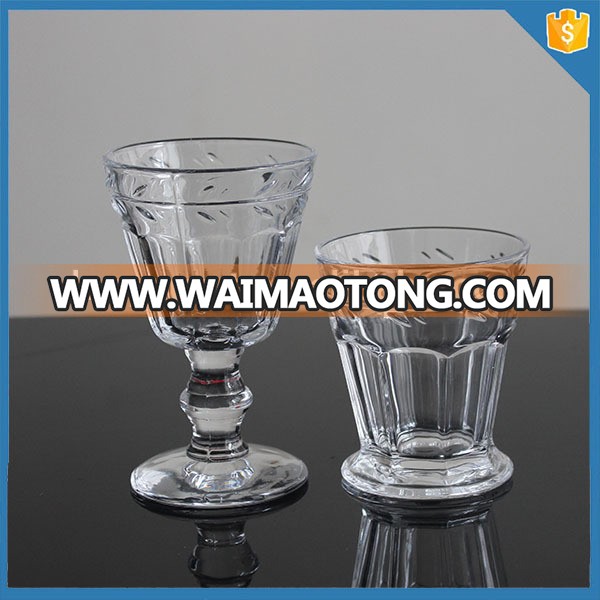 LXHY-T065 Old fashioned water cup Laurel leaf design glass wine tumbler