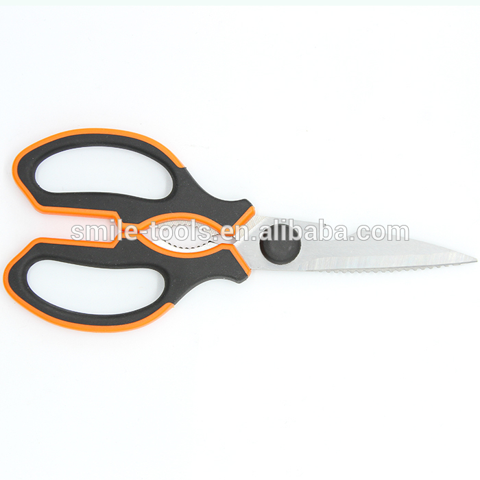 Multi Purpose Stainless Steel Kitchen Scissors Orange Color