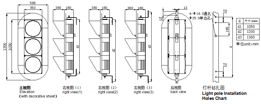 300mm full ball LED traffic signal light