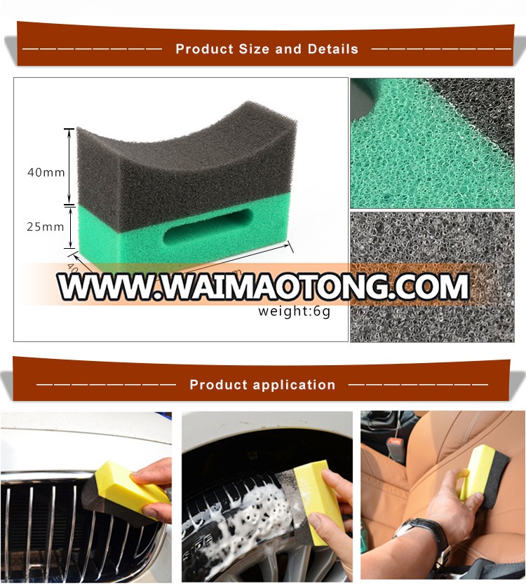 Polyurethane Custom wholesale foam wax pad Car Tire Cleaning Foam Pad Green Sponge Tyre Waxing Applicator pads