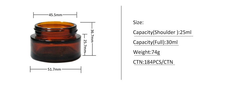 25ml A large number of wholesale glass cream jar amber cream glass jar high quality cheap price cream glass bottles