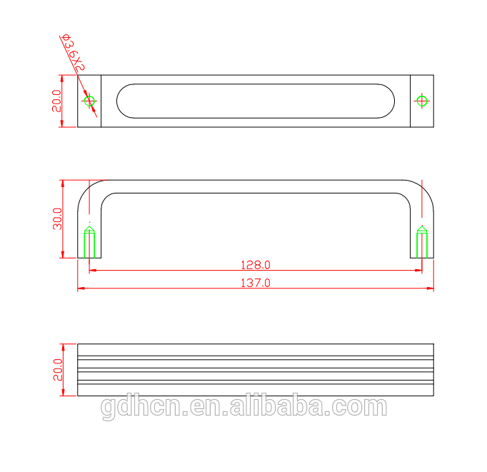 Furniture cabinet flat drawer zinc cabinet handles