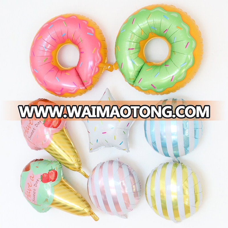 Mylar Helium Donut Ice Cream Shaped Kids Party Supplies Foil Sprinkle Doughnut Balloons Star Candy Style Balloon