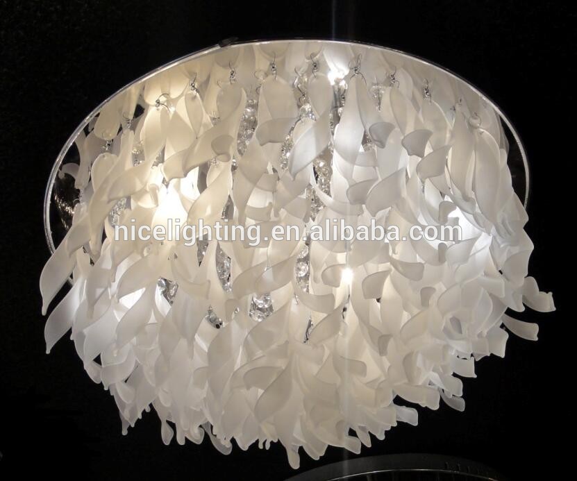 White frosted glass wave hanging decoration ceilign lamp semi flush