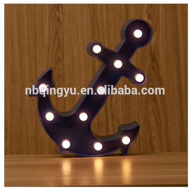 Anchor Shaped LED Marquee Sign LIGHT vintage Plastic Table Night Light Wall Lamps Battery Operated Indoor Decoration