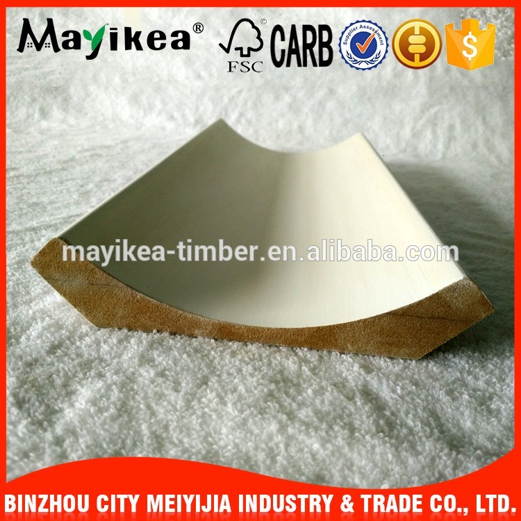 Alibaba export Indoor decorative smooth and complete cover white mdf crown moulding