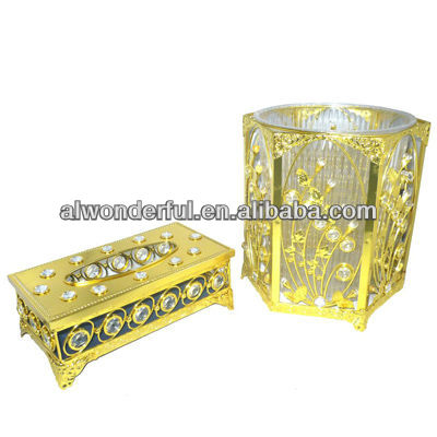 2016 gold plated hotel garbage bin/garbage can L860