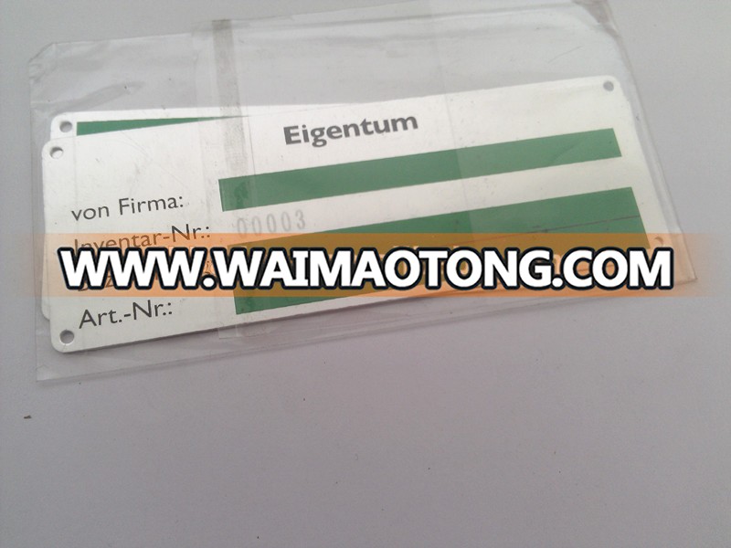 custom metal aluminum label for machine