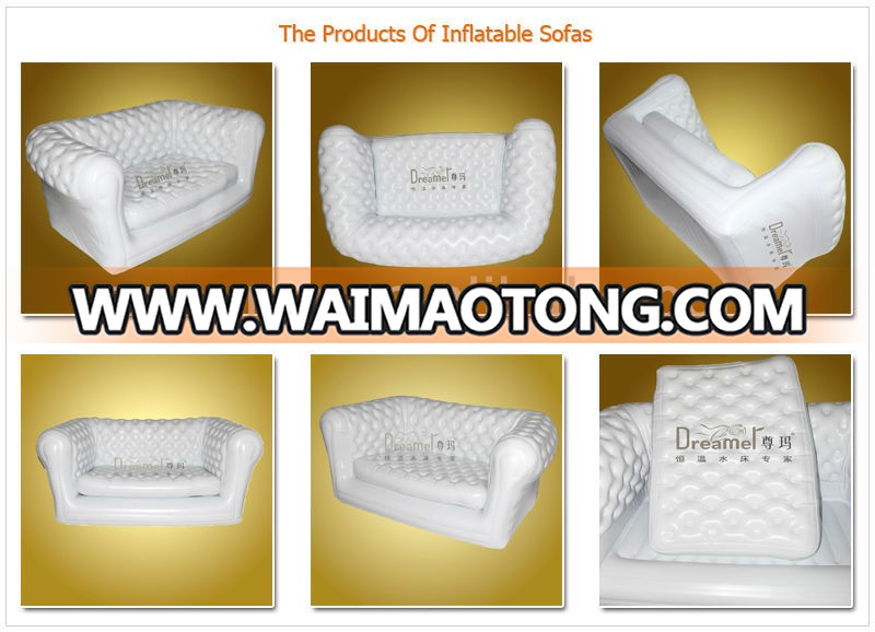 White velvet air outdoor inflatable sofa, China rubber blow up sofa