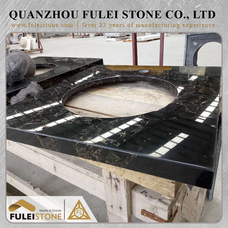 Athen black portoro marble bathroom vanity tops