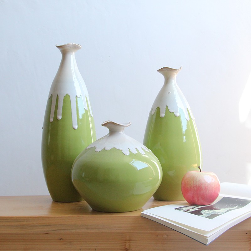 hot sales wholesale green glazed ceramic porcelain flower vase