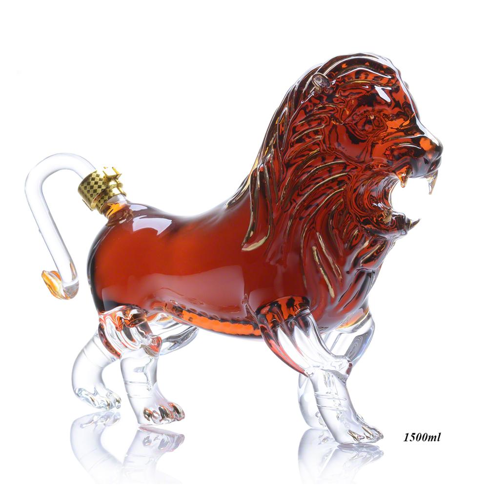 Animal Shaped Glass Bottle Lion Shaped Clear Glass Decanter 1500ml