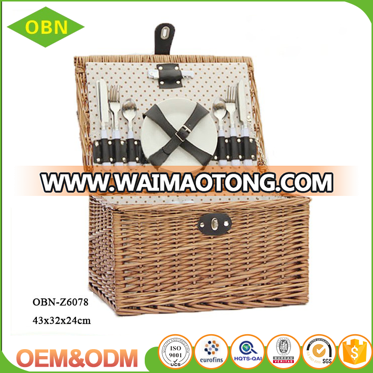 Empty picnic baskets wholesale wicker for 4 person