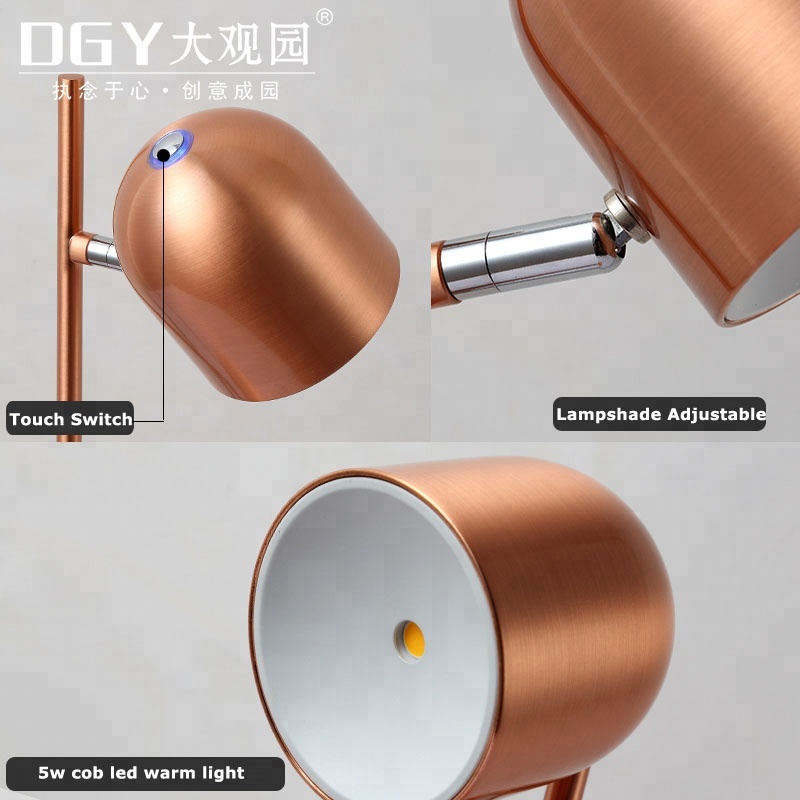 Zhongshan high quality bedroom study modern rose gold fancy table lamp factory