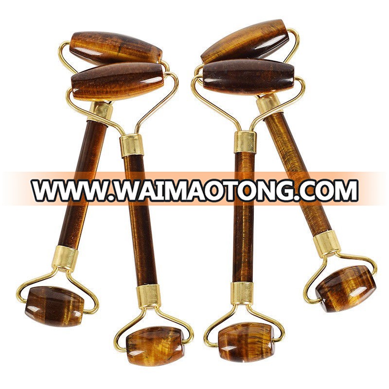 Natural Tiger Eye Jade Face Massage Roller Facial Massager Welded Crystal Roller