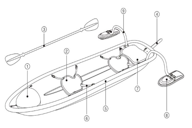 Crystal PC canoe polycarbonate kayak with impact resistant