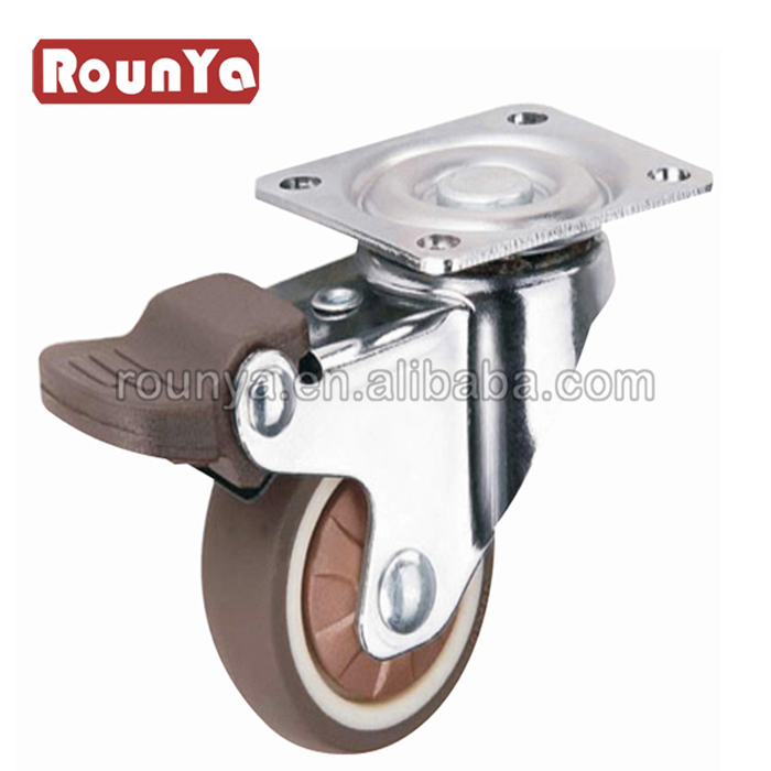 4 pack office chair caster wheels swivel top plate brake casters on TPR wheels for furniture 1 inch