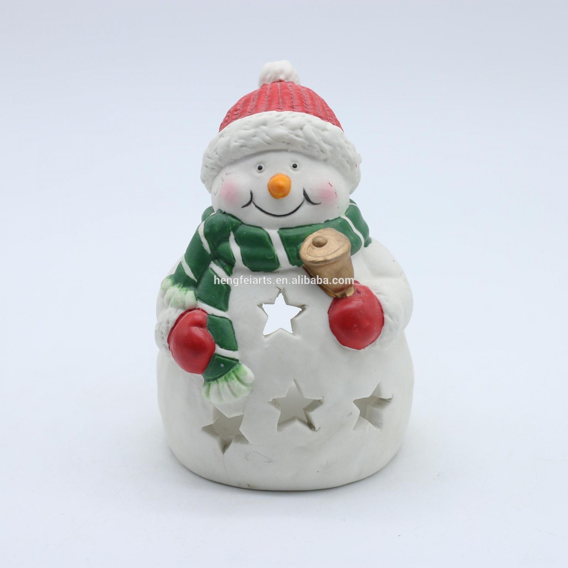 Ceramic snowman ornaments crafts tealight christmas candle holder