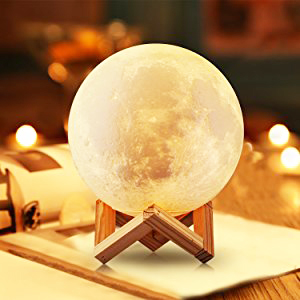 3D Printing Moon shaped smart Lamp with Touch Sensor Switch and Dimmable Brightness 2 Colors for Amazon