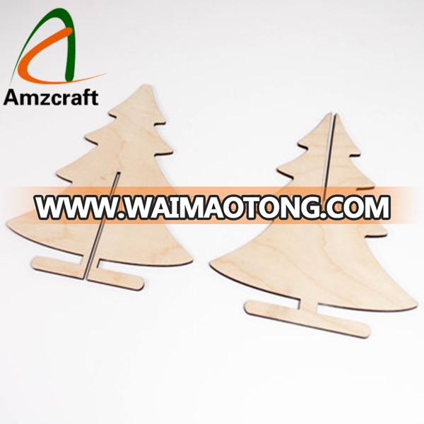 Wholesale Laser Cutout Wooden Mini Christmas Tree Standing