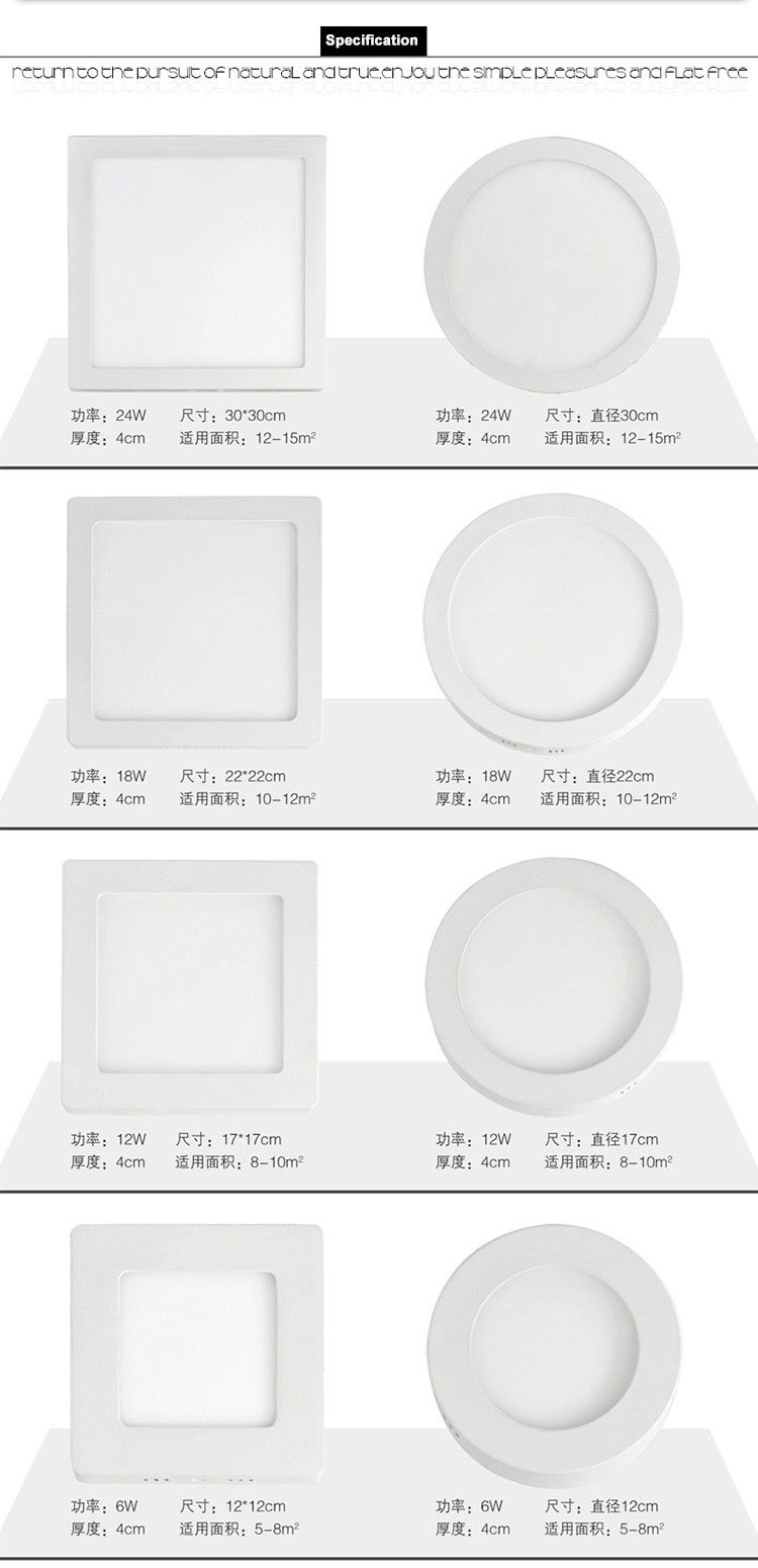 18W 1170-1350lm Plastic Ceiling lighting LED Panel Lights