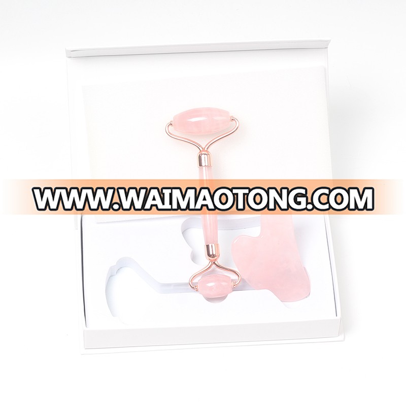 Wholesale natural high quality noiseless rose quartz face massage quartz roller jade roller for face