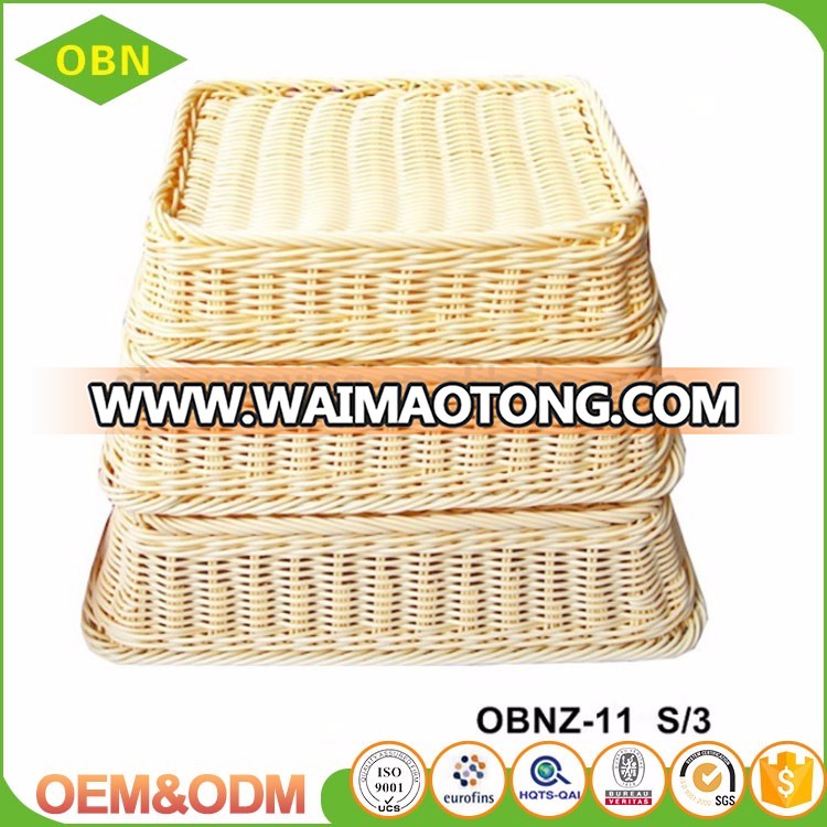 Custom cheap stackable woven heated durable rising square plastic bread fruit basket