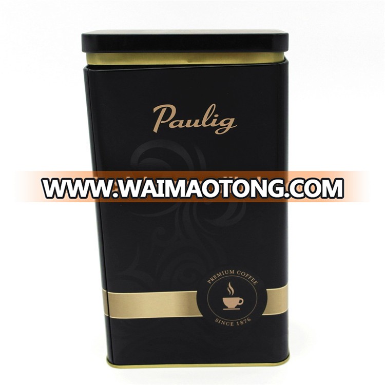 black matte colored rectangular coffee tin box wholesale